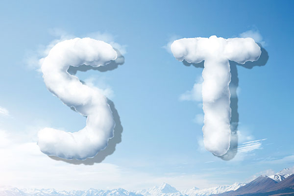 字母“ST”蓝天背景白云英文艺术字体素材库精选PSD素材