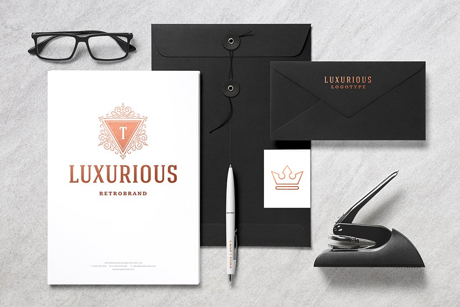 华丽复古感金箔奢侈品牌logo设计 Luxury ornament logo插图(8)