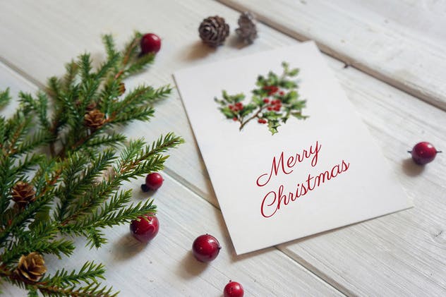 圣诞贺卡海报/传单/贺卡样机 Christmas card poster mockup插图(1)