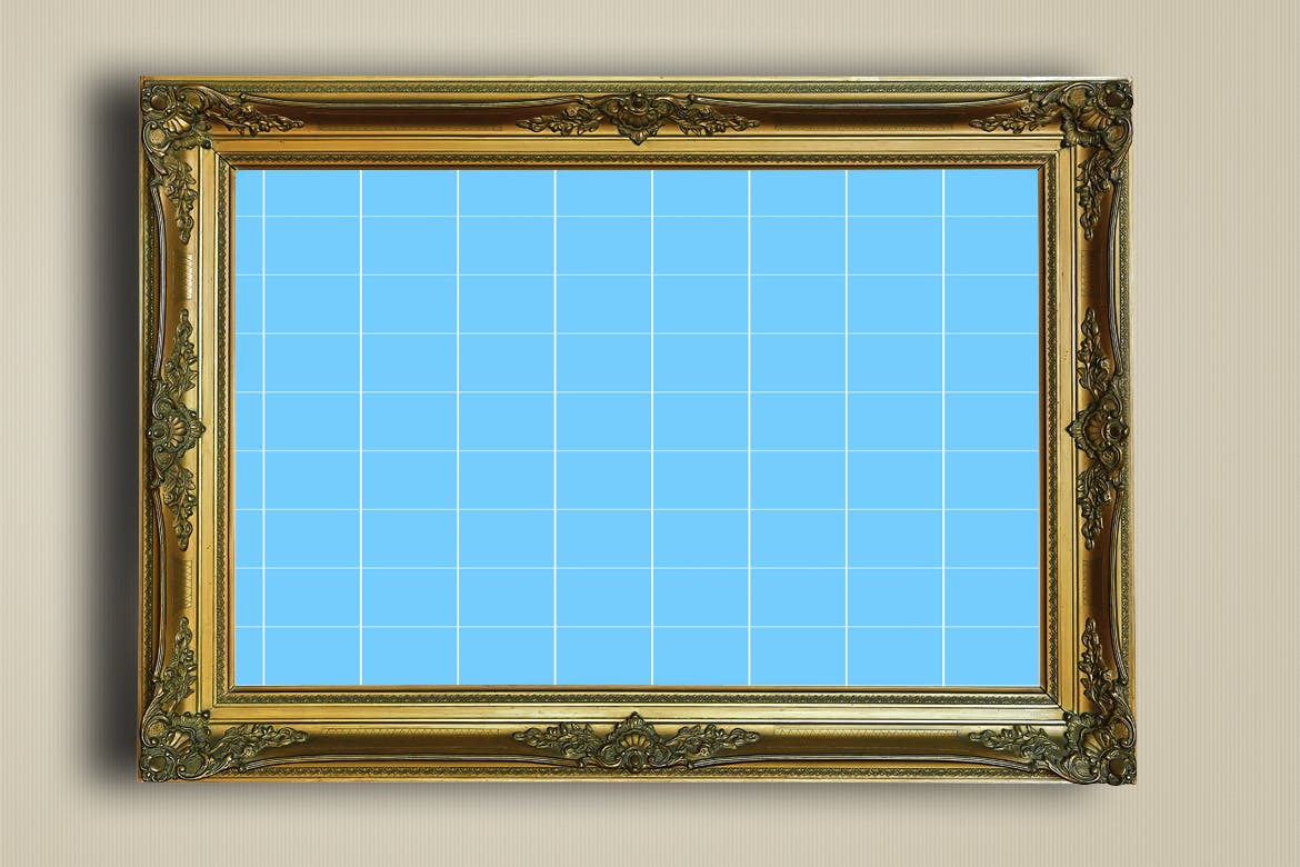 古董金属边框相框样机模板03 Antique Golden Frame Mockup 03插图(1)