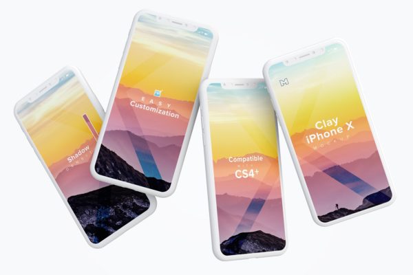 iPhone X智能手机APP设计演示黏土样机模板 Clay iPhone X Mockup 06