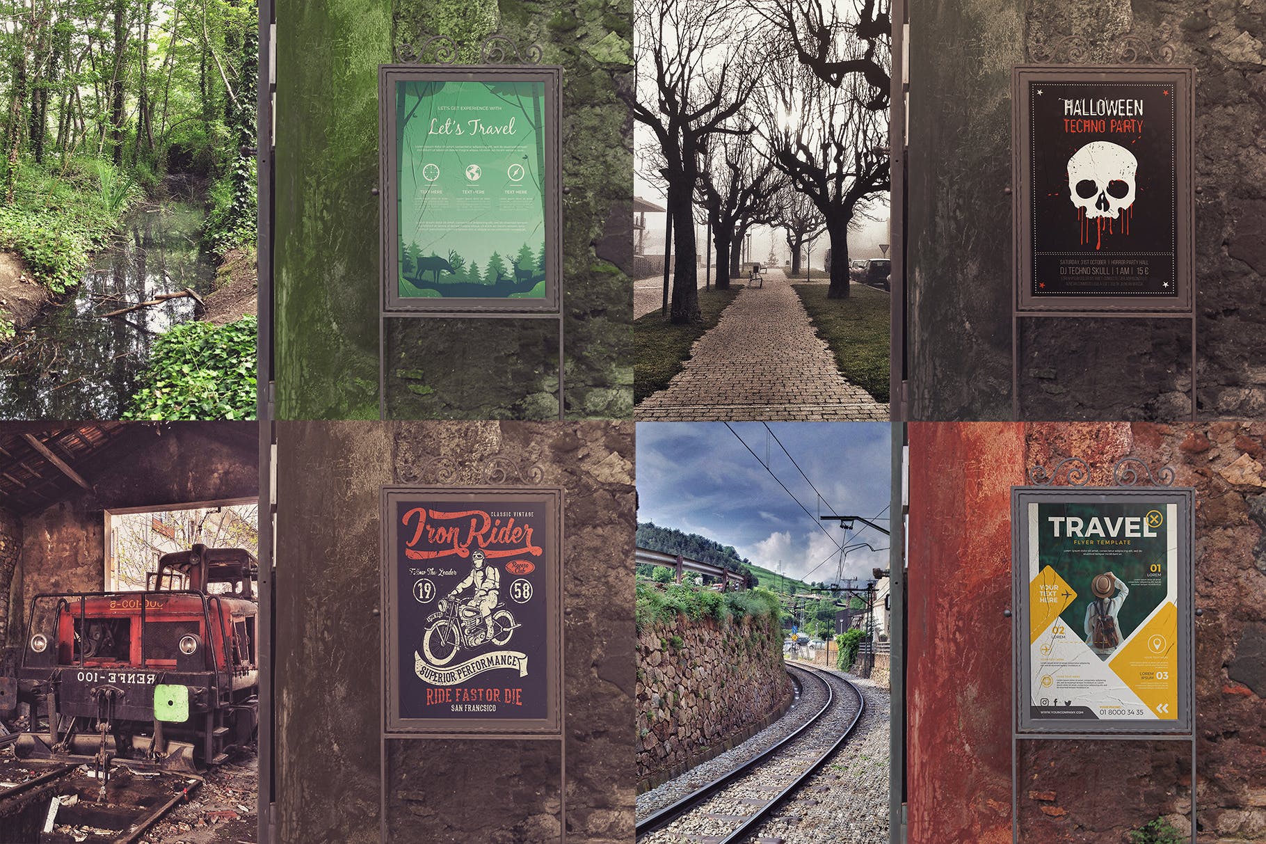 室外入口处海报设计张贴效果图样机模板 Outdoor Entrance Poster Backgrounds插图(5)