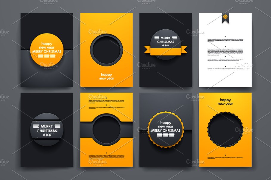 9款圣诞节主题小册子模板 Set of 9 Christmas brochures插图(1)