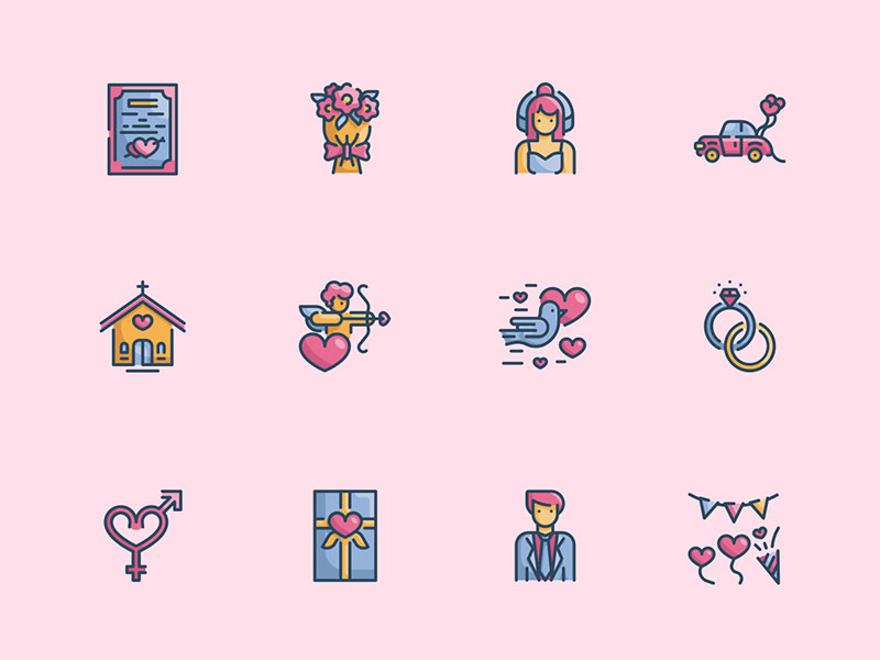 30 枚彩色婚礼元素图标素材之家精选sketch素材
