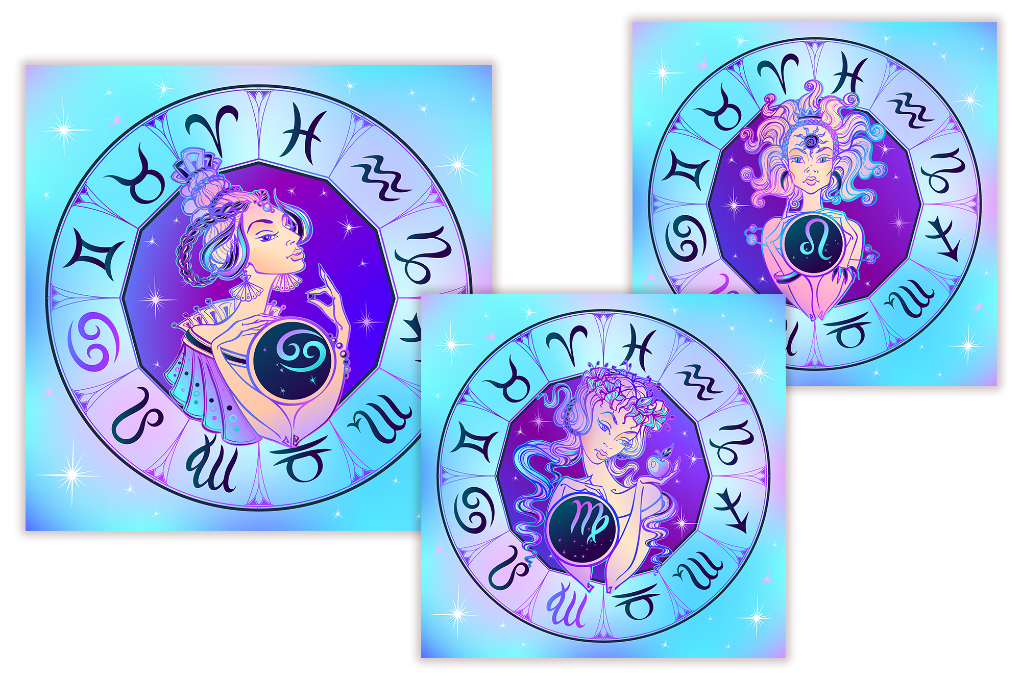 时尚美丽的十二星座创意矢量插画素材下载 [EPS]插图(11)