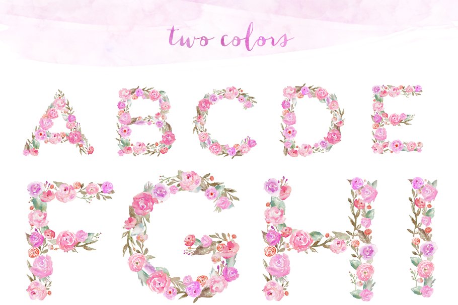 26个水彩拼花字母剪贴画 Monogram Floral Alphabet Letters插图(2)