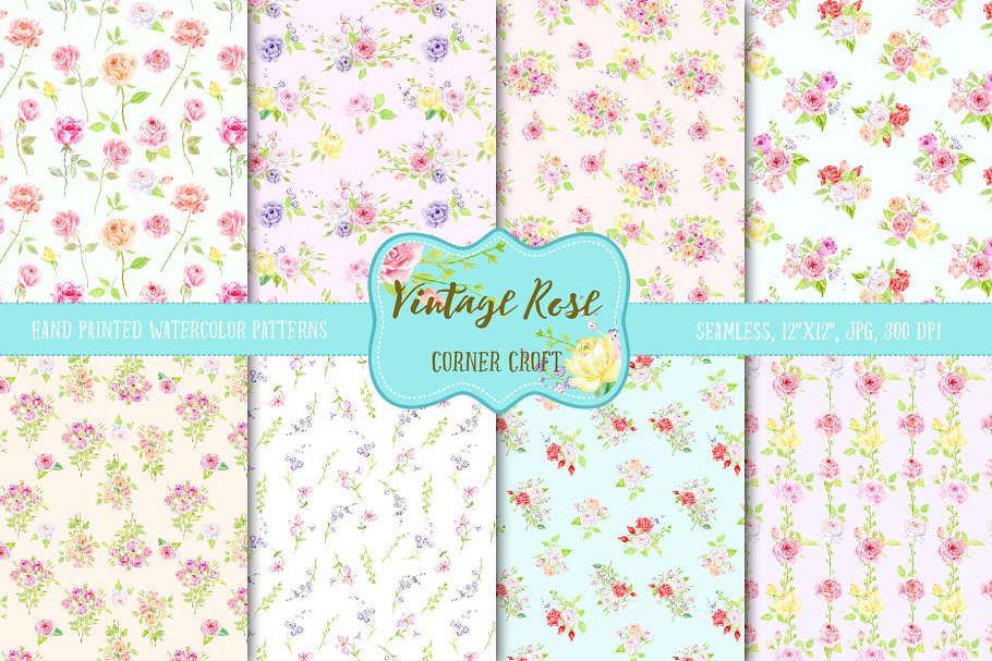 复古花样玫瑰图案纹理 Pattern Vintage Rose插图