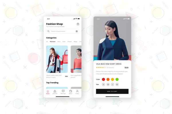 时尚服饰品牌网店APP应用UI设计素材库精选套件 Fashion Store Mobile App UI Kit