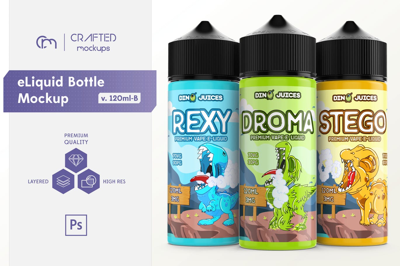 电子烟烟油瓶外观设计样机模板 eLiquid Bottle Mockup v 120ml-B插图
