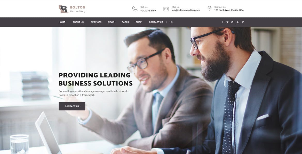 商业咨询服务公司网站设计PSD模板 Bolton : Consulting PSD Template插图(2)