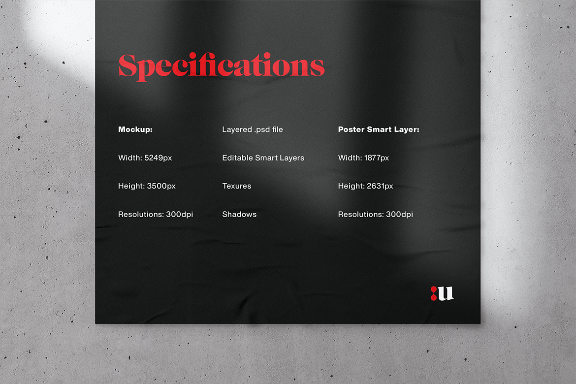 不干胶海报张贴效果样机模板 Glued Poster Mockup插图(1)