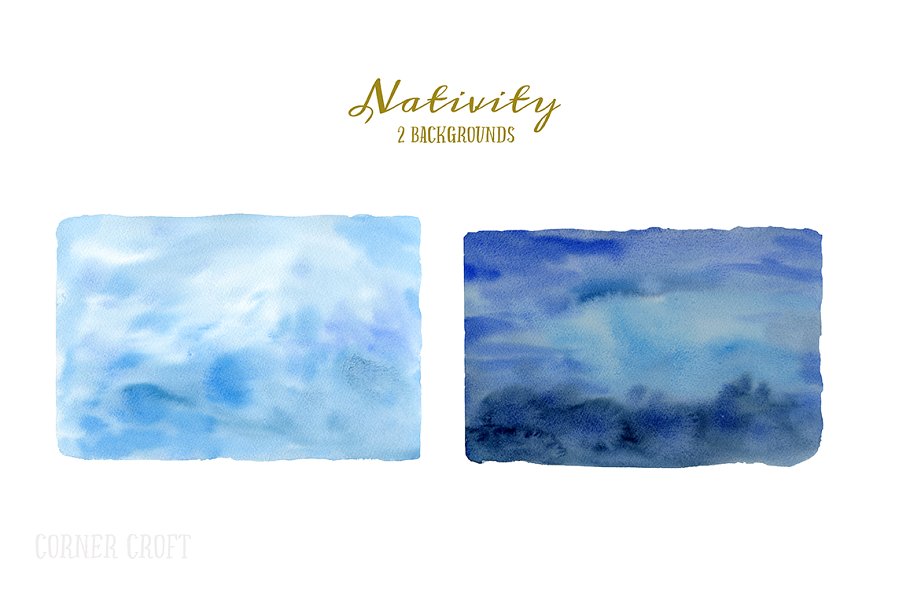 手绘水彩耶稣诞生元素合集 Watercolor Illustration Nativity插图(3)