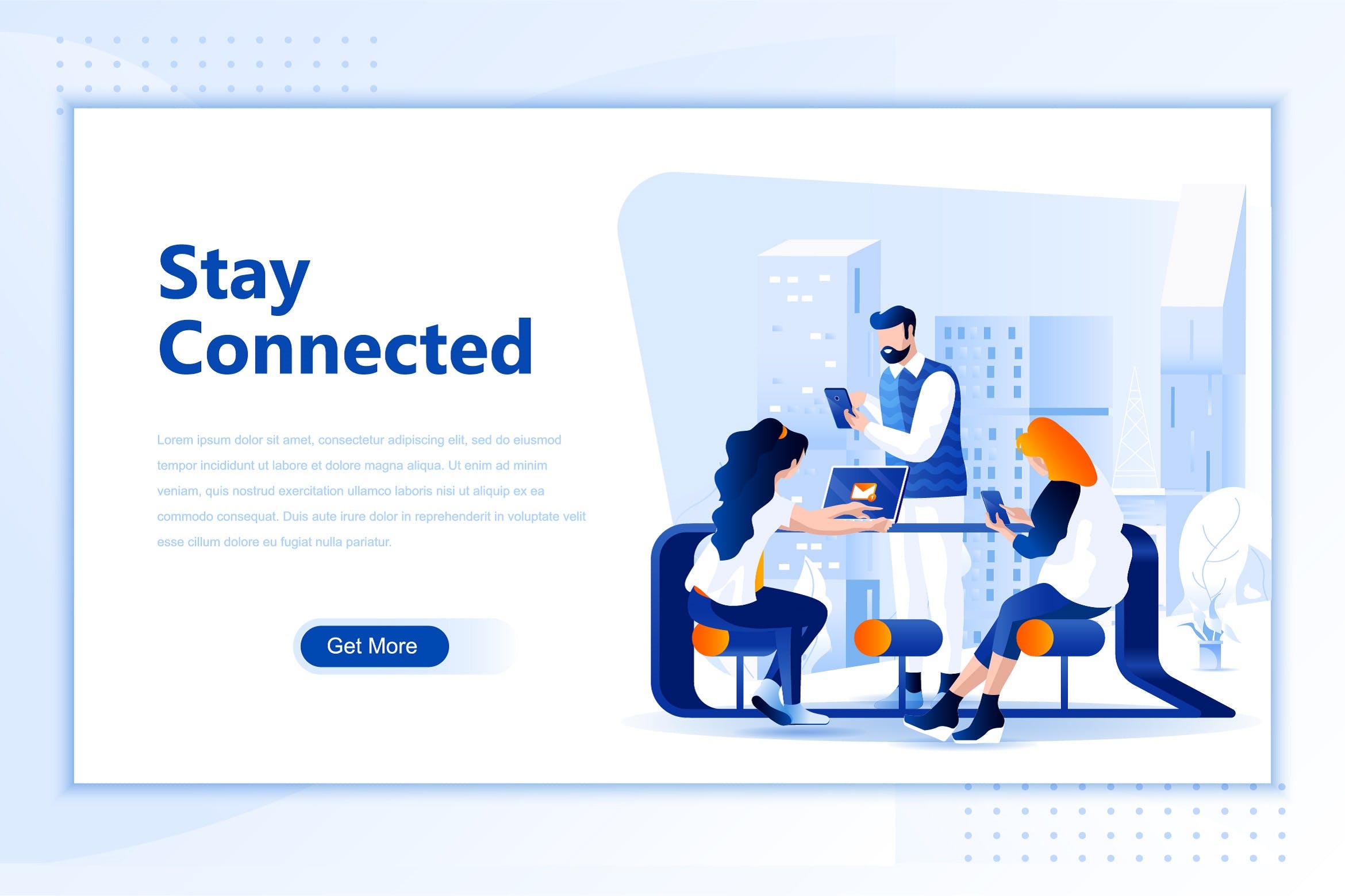 社交网络主题网站设计矢量插画素材 Social Network Flat Landing Page Header插图