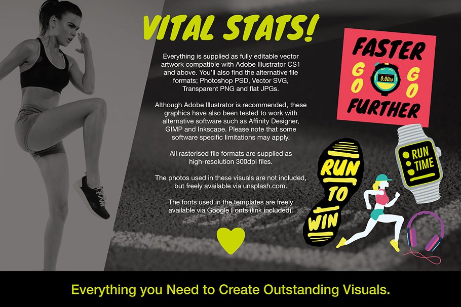 奔跑吧!兄弟:运动图形和标志素材 Running Graphics and Logos Pack插图(10)