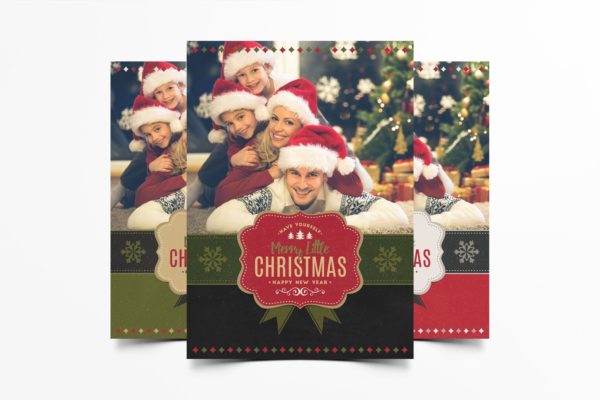 温馨圣诞节主题照片贺卡设计模板 Christmas Greeting Photo Card