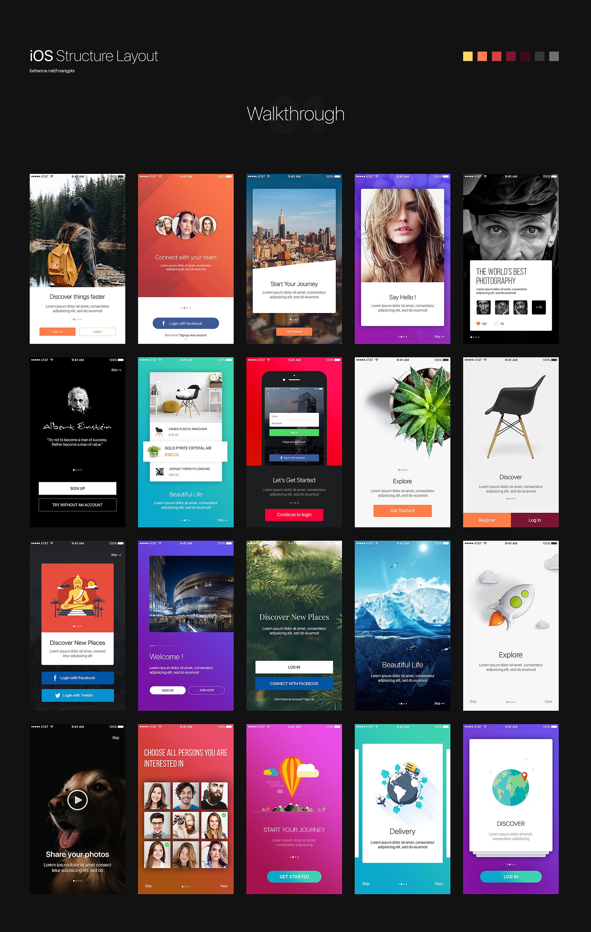 20个时尚的Walkthroughs APP功能引导页模板插图(1)