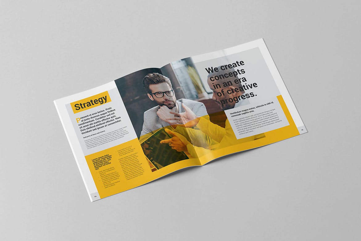 方形创意策划企业介绍宣传画册设计模板 Malibu Brochure Square插图(7)