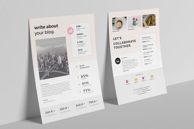 博客网站简介商务合作INDD画册设计模板 Blogger Partnership Template插图(1)