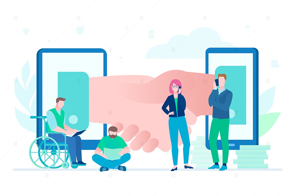 在线业务主题扁平风矢量插画素材 Online business – flat design style illustration插图(1)