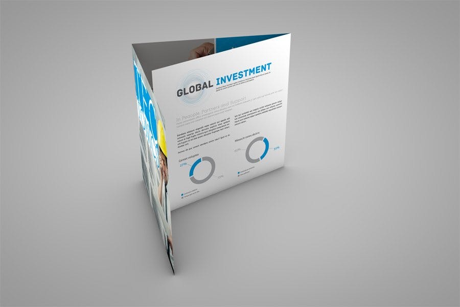 方形三折宣传册传单设计效果图样机 Square Trifold Brochure Mockup插图(4)