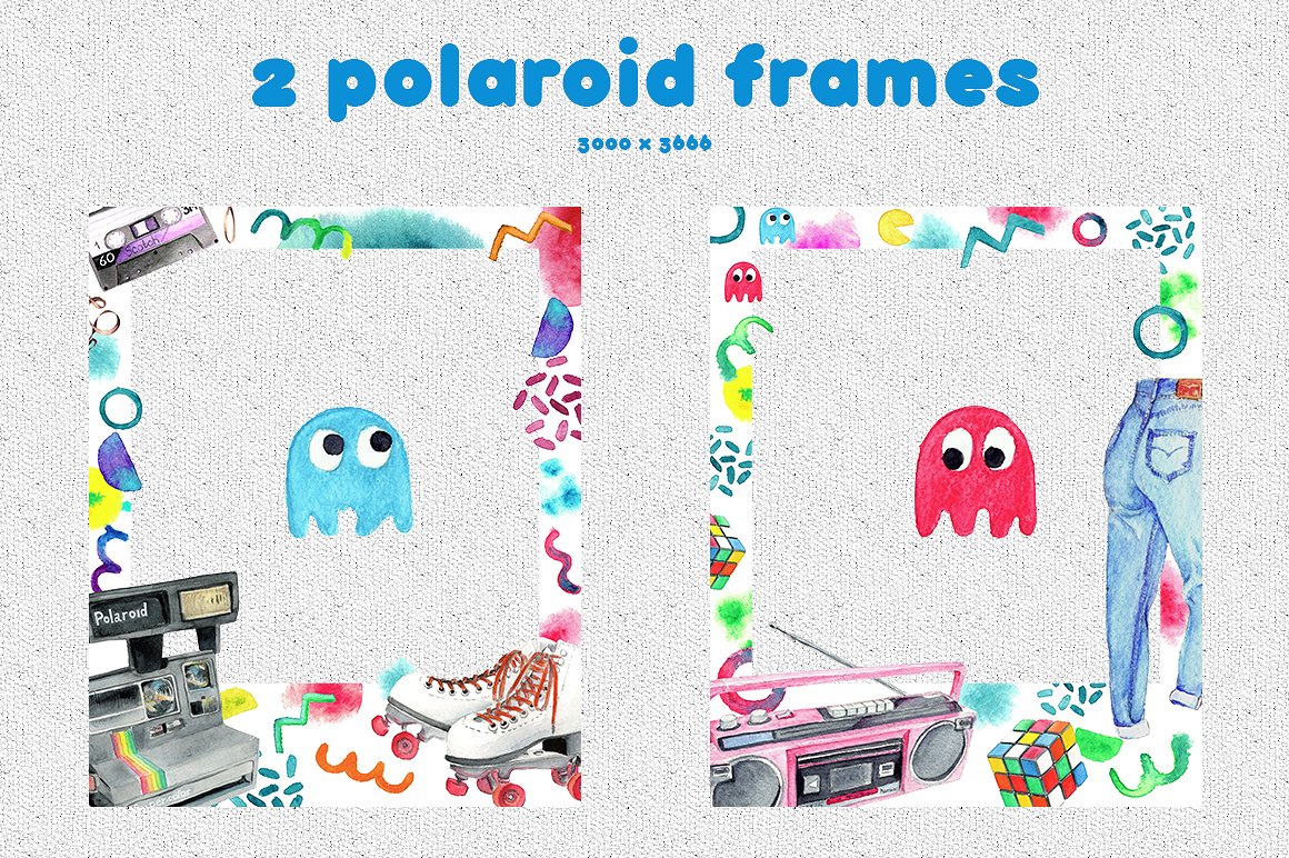 80后复古物品的水彩风格素材合辑下载[psd,png]插图(2)