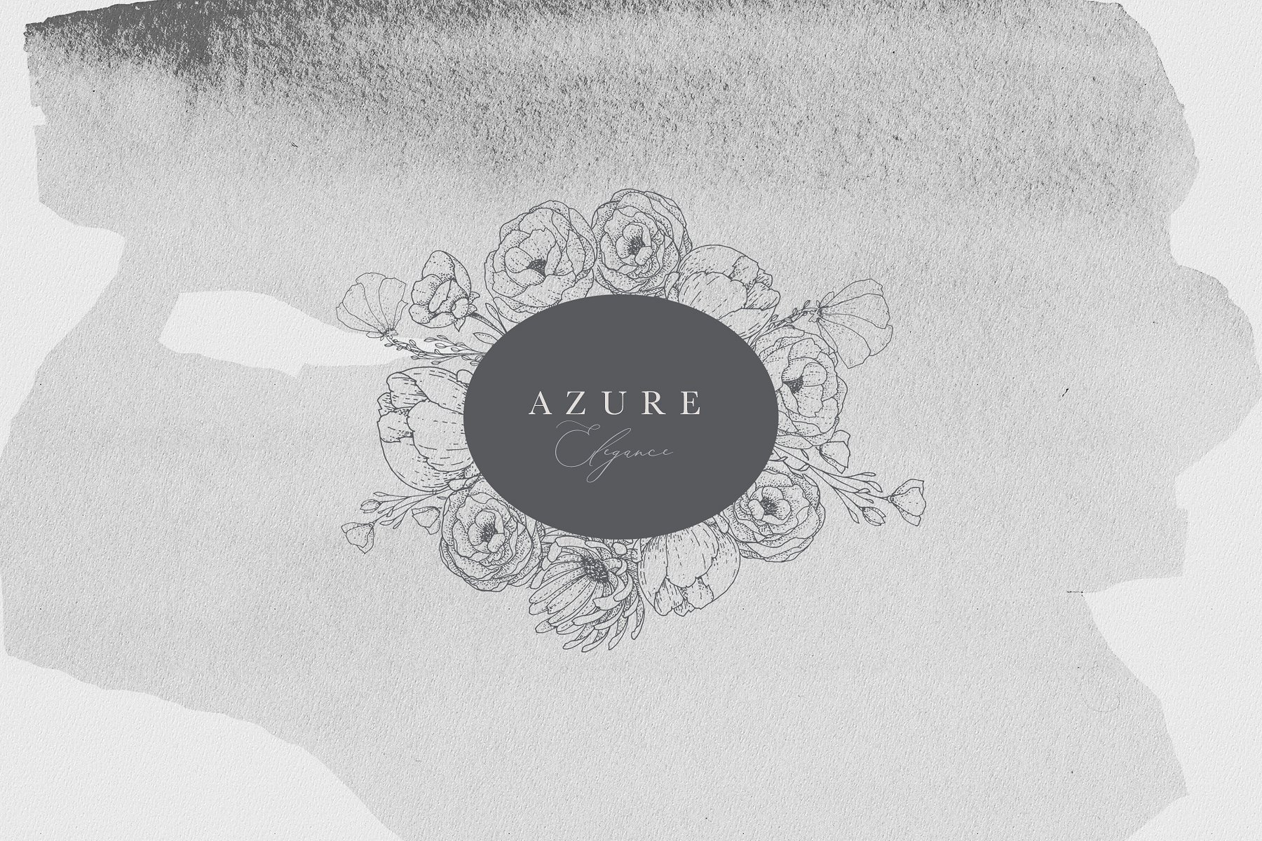 典雅风格湛蓝水彩矢量插画与纹理 Azure Blue Illustrations & Textures插图