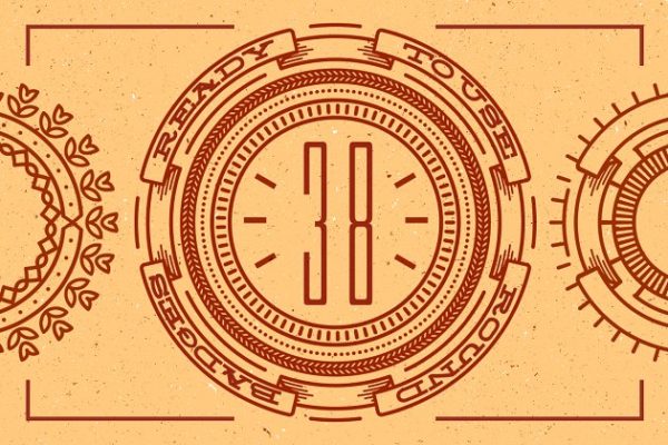 38个齿轮轴徽章线条设计logo模板 38 Line Badges