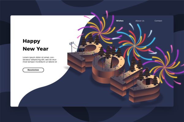新年主题网站Banner&amp;着陆页设计模板 Happy New Year – Banner &amp; Landing Page