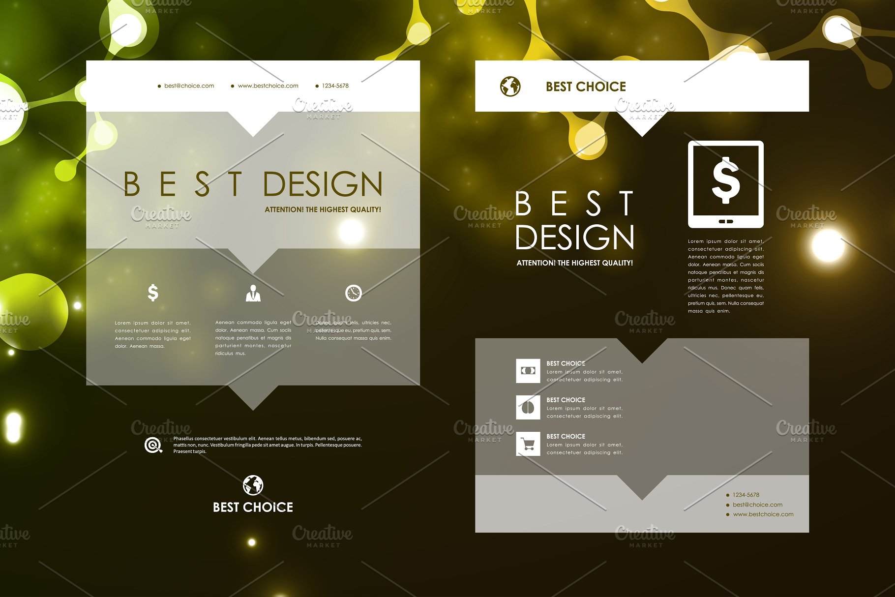 荧光DNA链条抽象图形画册模板 Set of Beautiful Brochures插图(16)