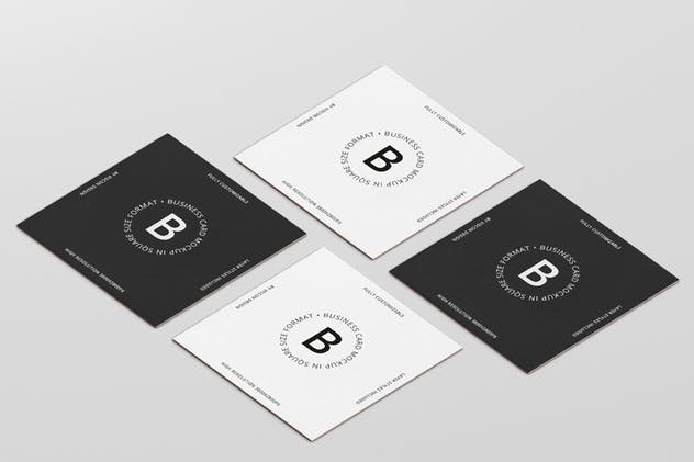 方形高级企业品牌名片样机 Business Card Mockup Square Format插图(9)