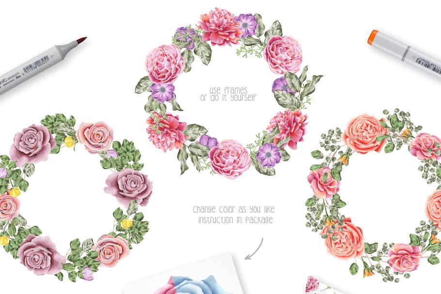 水彩马克笔花卉插画合集 Flower Marker Collection Pro插图(3)