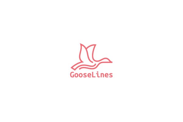 天鹅简笔画线条图形Logo设计素材库精选模板 Goose Lines Logo