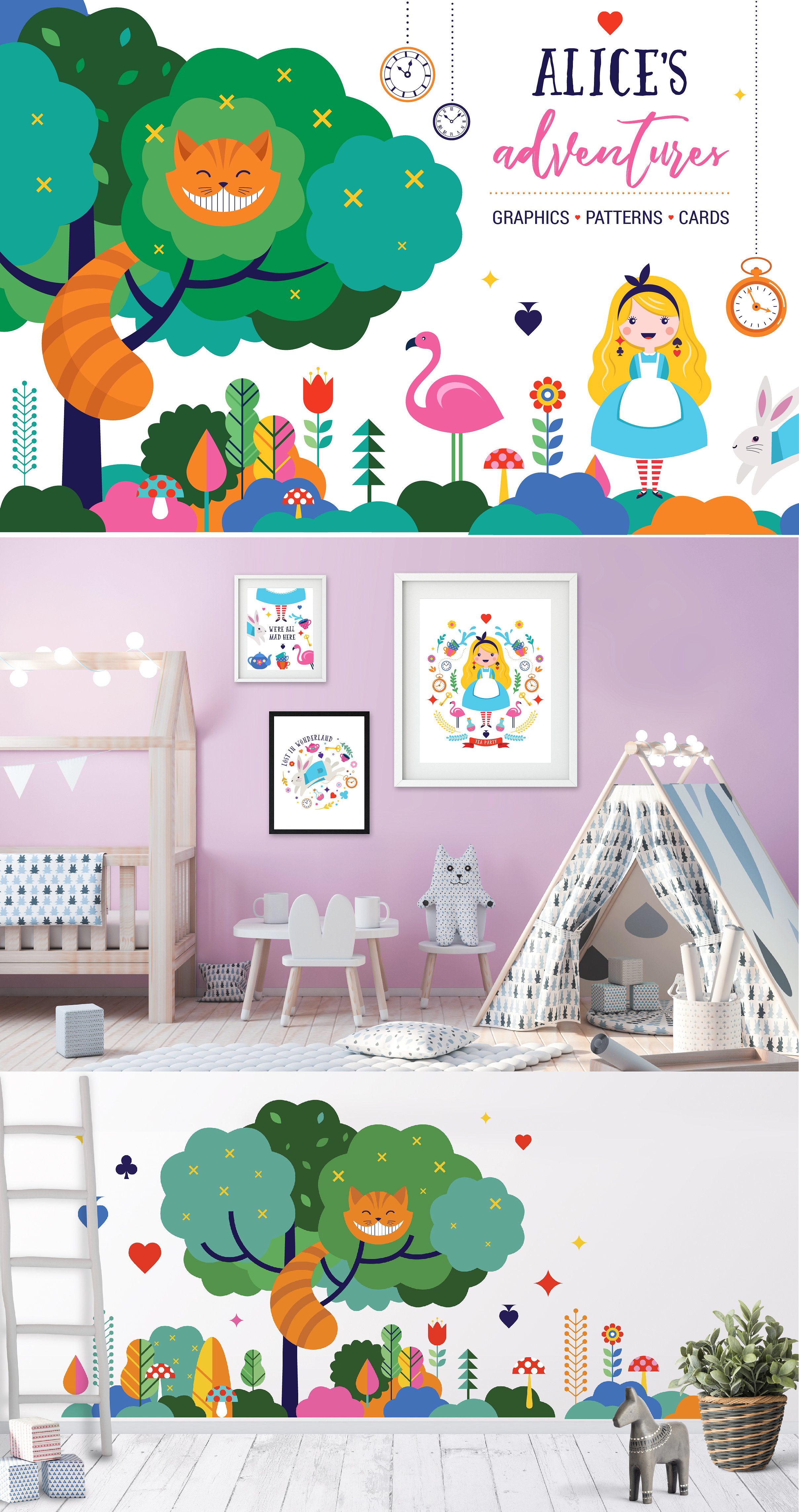 可爱卡通少女彩绘插画 Alice in the wonderland collection插图