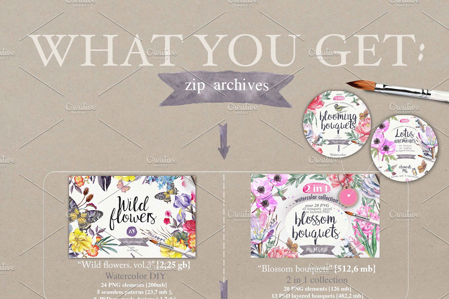 极力推荐：超级水彩元素设计素材包[2.5GB] Wildflowers pack 75 PNG插图(16)