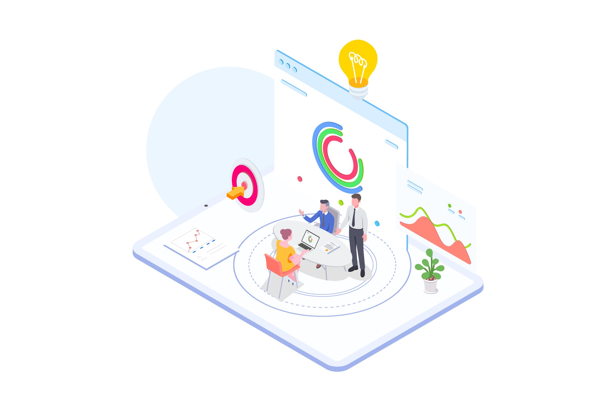 财务规划金融主题等距概念插画v3 Financial Planning Isometric Illustration – FV插图