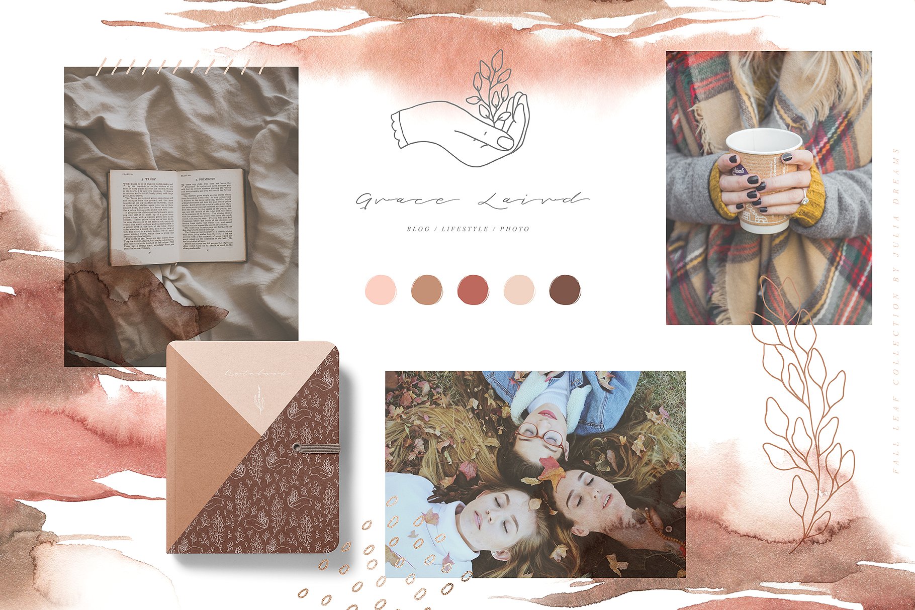 秋天落叶元素水彩插画 Fall Leaf Watercolor Collection插图(3)