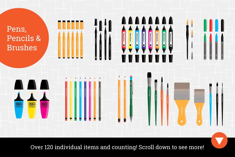 艺术工作室及办公用品设计工具包 Art Studio and Stationery Design Kit插图(1)