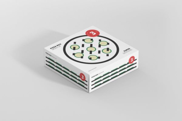 披萨外卖外带包装盒样机 Pizza Box Mockup – Triple Pack