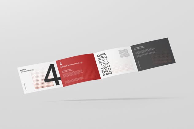 高分辨率折叠传单宣传册样机模板 Roll Fold Brochure Mockup Landscape Din A4 A5 A6插图(8)