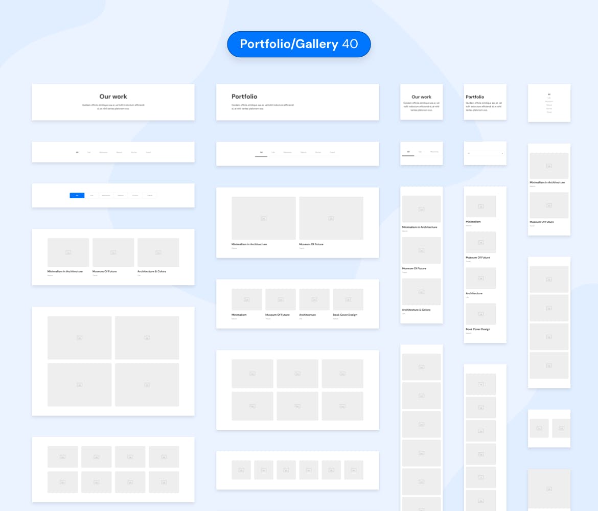 300+APP&Web区块UI线框图设计模板 Desktop & Mobile Wireframe Web UI Kit插图(8)