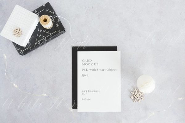 圣诞节贺卡卡片设计样机模板 Christmas 5×7" card mock up