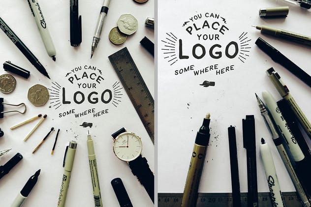 复古手写字徽标样机模板 Hand Lettering Logo Mockups插图(4)