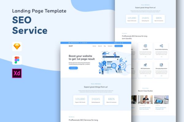 搜索引擎优化SEO服务网站着陆页设计素材库精选模板 SEO Service Landing Page