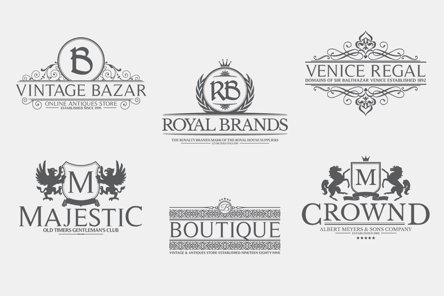 金属感纹章徽章Logo模板 Vol.2 Heraldic Crest Logos Vol.2插图(4)