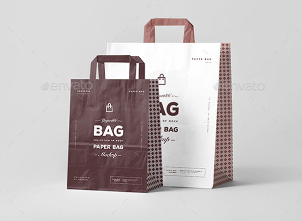 纸袋手提袋购物袋样机展示模型mockups
