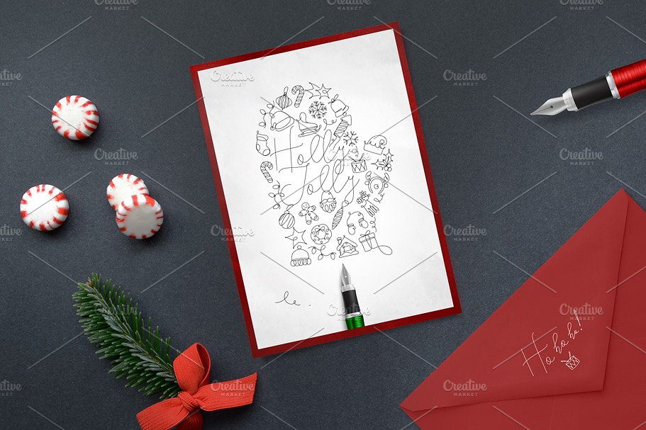 圣诞节节日主题设计插画素材合集 Christmas Holidays One Line插图(5)