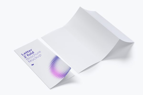 信纸尺寸三折页传单小册子设计样机06 Letter Z Fold Brochure Mockup 06