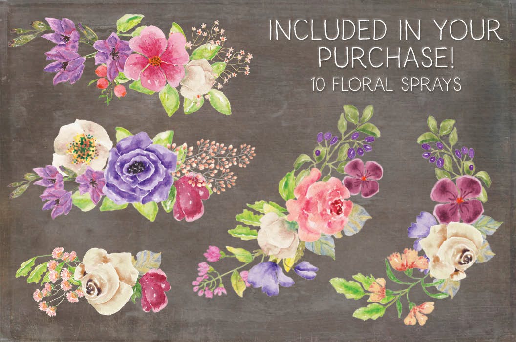 水彩手绘夏季混合花卉字母剪贴画PNG素材 Floral Alphabet: Mixed Summer Blooms插图(4)