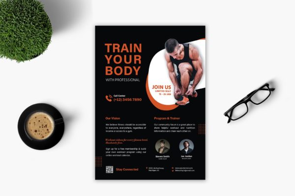 健身培训机构介绍宣传单设计模板 Gym Flyer