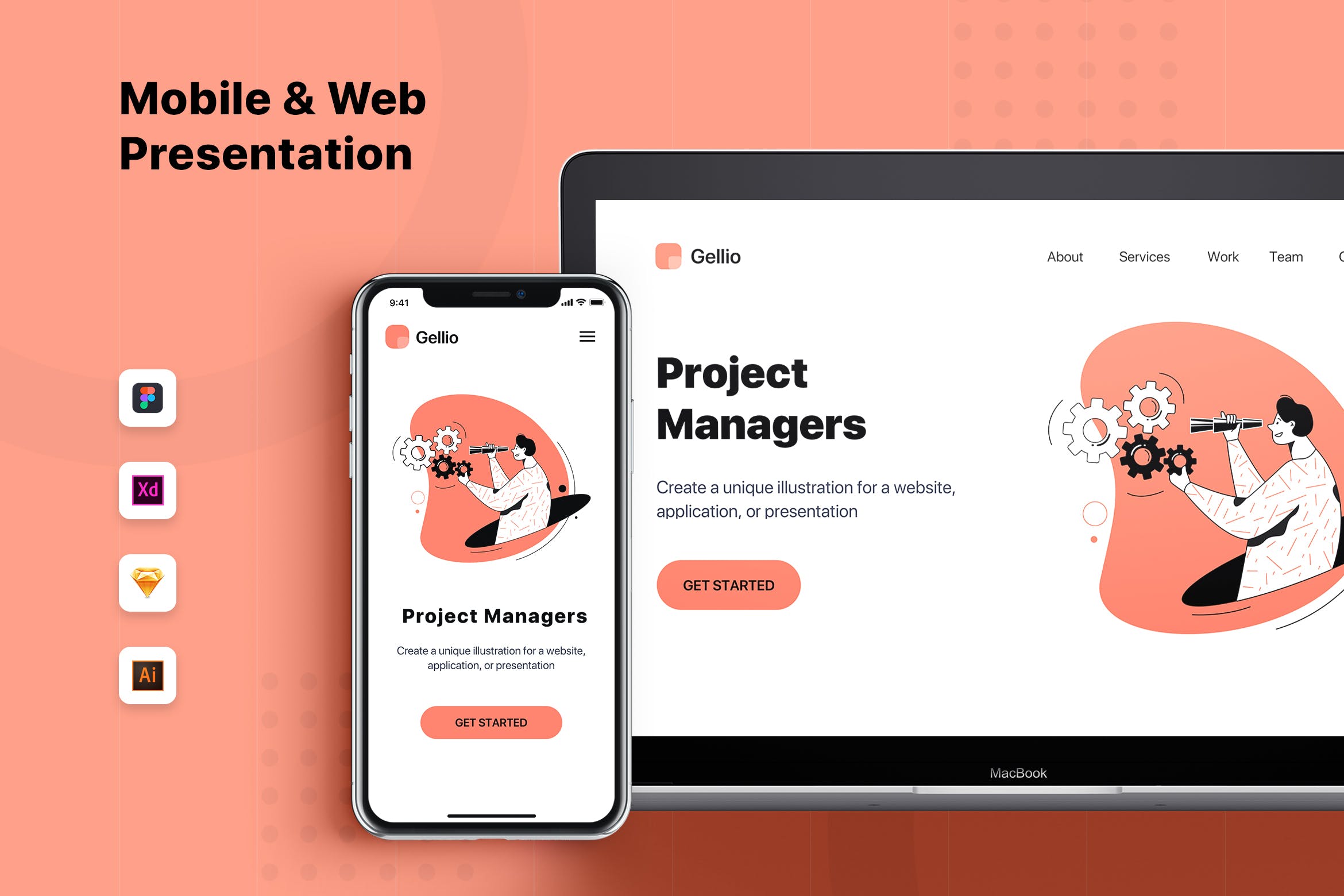 项目管理主题网站Banner&落地页设计素材库精选 Project Managers – Banner & Landing Page插图